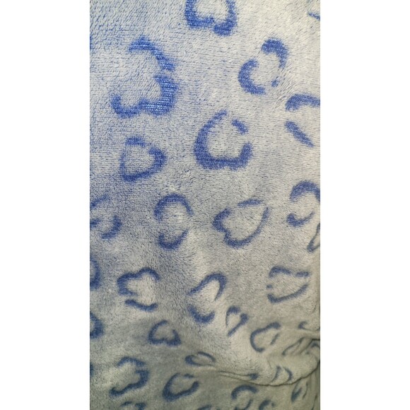 Women's Robe Short Plush Blue Hearts Pockets Soft Belted Plus Size 1x As-Is - Picture 3 of 7